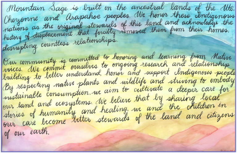 Handwritten version of the Land Acknowledgement 