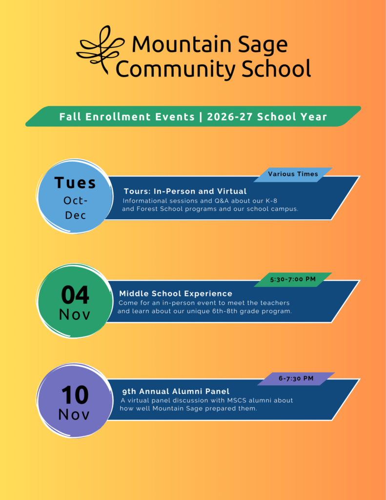 calendar of enrollment events happening in the fall of 2026.